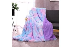 DANGTOP Faux Fur Throw Blanket, Tie Dye Fluffy Blanket, Super Soft Purple Blanket for Girls, Luxury Cozy Warm Plush Thick Sherpa Throws for Bed Couch Living Room (Purple, 59x79 inches)