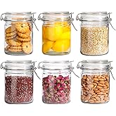 ComSaf Airtight Glass Canister with Lid Set of 6, 25oz Food Storage Jar, Mason Jars, Storage Container with Seal Wire Clamp Fastening for Kitchen Fermenting Preserving Canning Pasta Flour Cereal