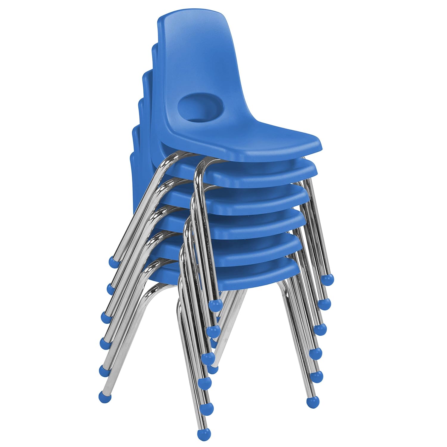 FDP - 10367-BL 16" School Stack Chair,áStacking Student Chairs with Chromed Steel Legs and Ball Glides - Blue (6-Pack): Industrial & Scientific