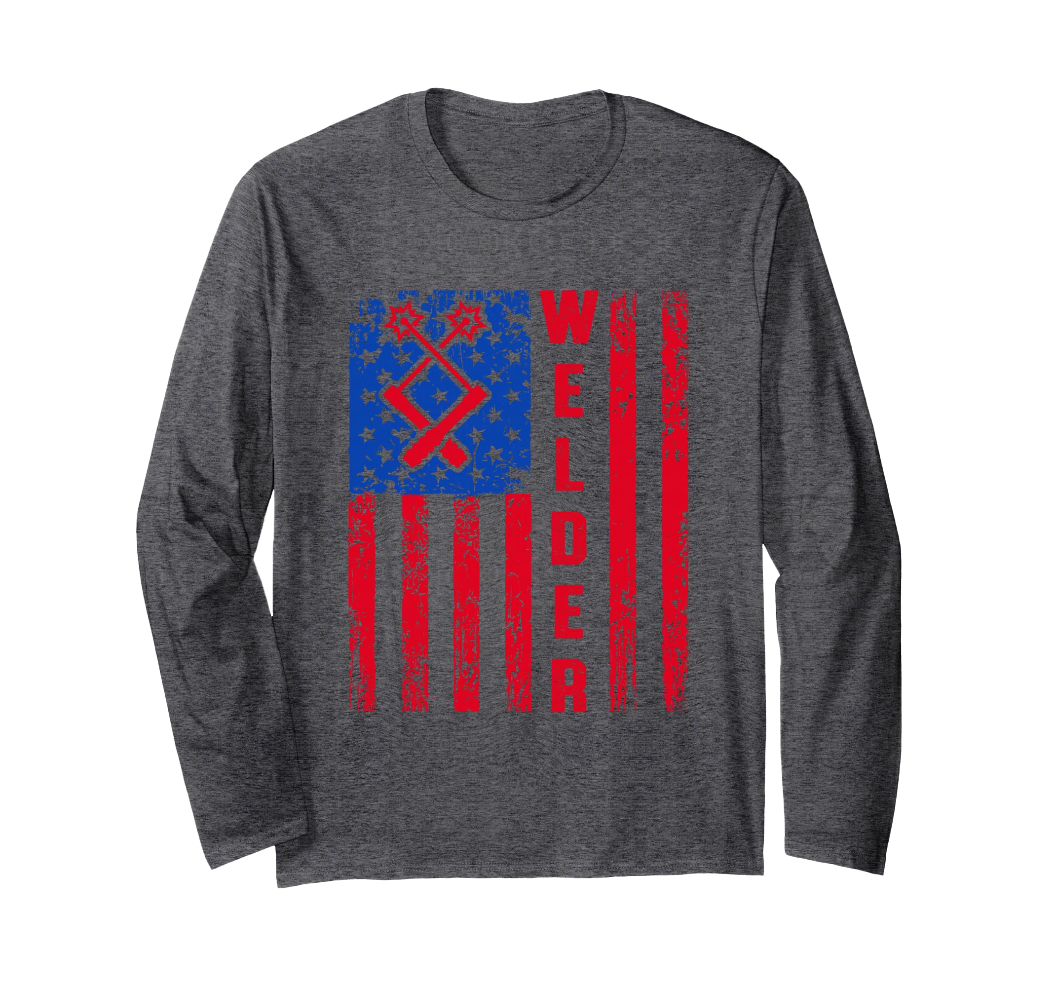 American Flag Welder Engineer Patriotic Engineering Welding Long Sleeve T-Shirt