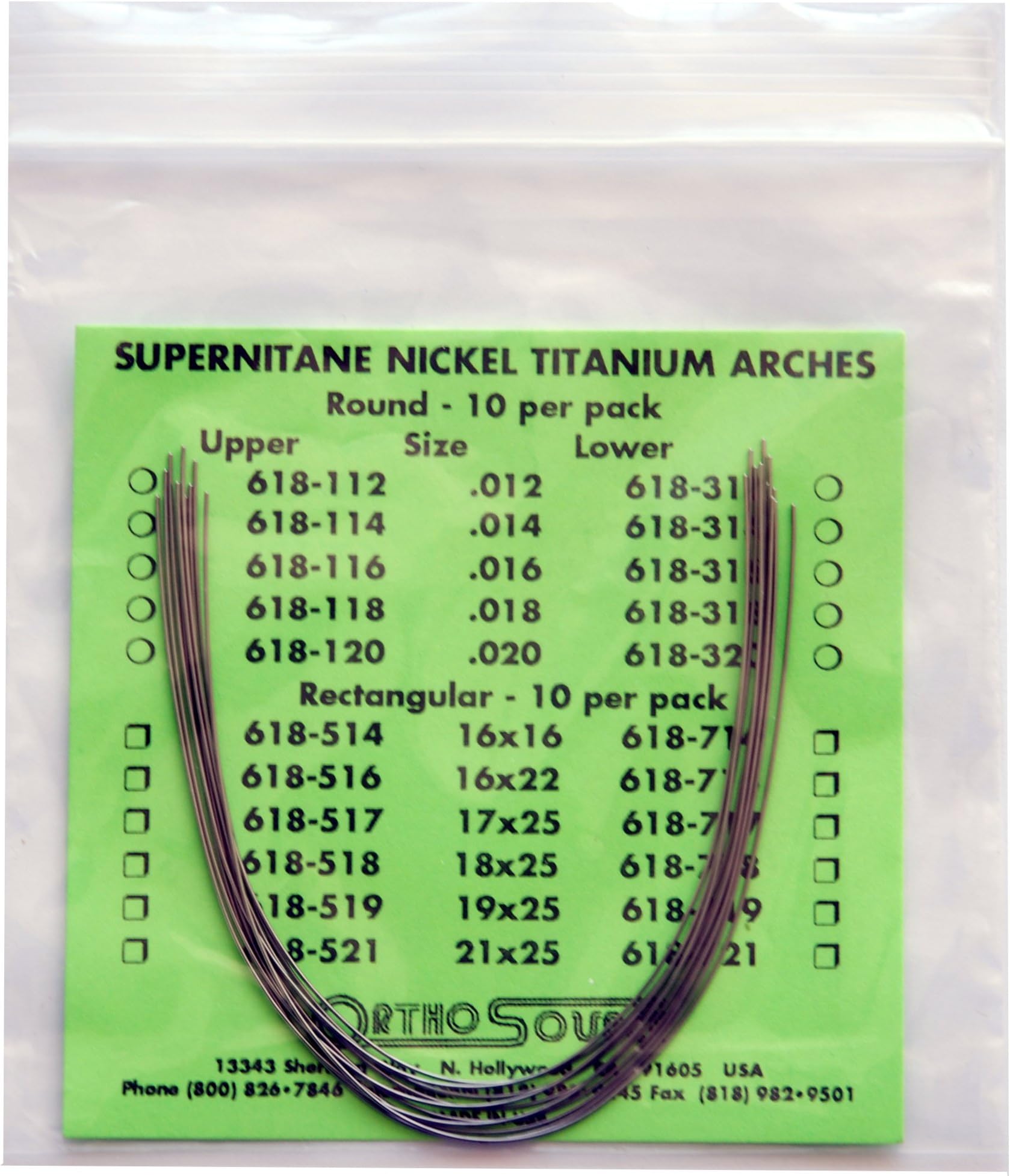 Super Elastic Nickel Titanium Tapered Arches - 10 Pcs (.012.014.016.018.020) Upper and Lower (.020 Upper)