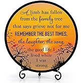 A Limb Has Fallen Memorial Wood Sign, Bereavement Sympathy Gifts For Loss Of Mother Father Grandma Grandpa, Celebration Of Life Decor For Home Bedroom Farmhouse, Wooden Round Decor With Stand -09