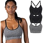 New Balance Women's Sports Bras 3 Pack, Seamless Cami, Removable Pads, Medium Impact Gym Sports Bra for Women, Workout Set