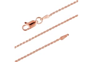 HAWAIIAN SILVER JEWELRY 14kt Rose Gold Plated Sterling Silver 1.1mm Diamond-Cut Rope Chain Necklace Solid Italian Nickel-Free, 14-36 Inch