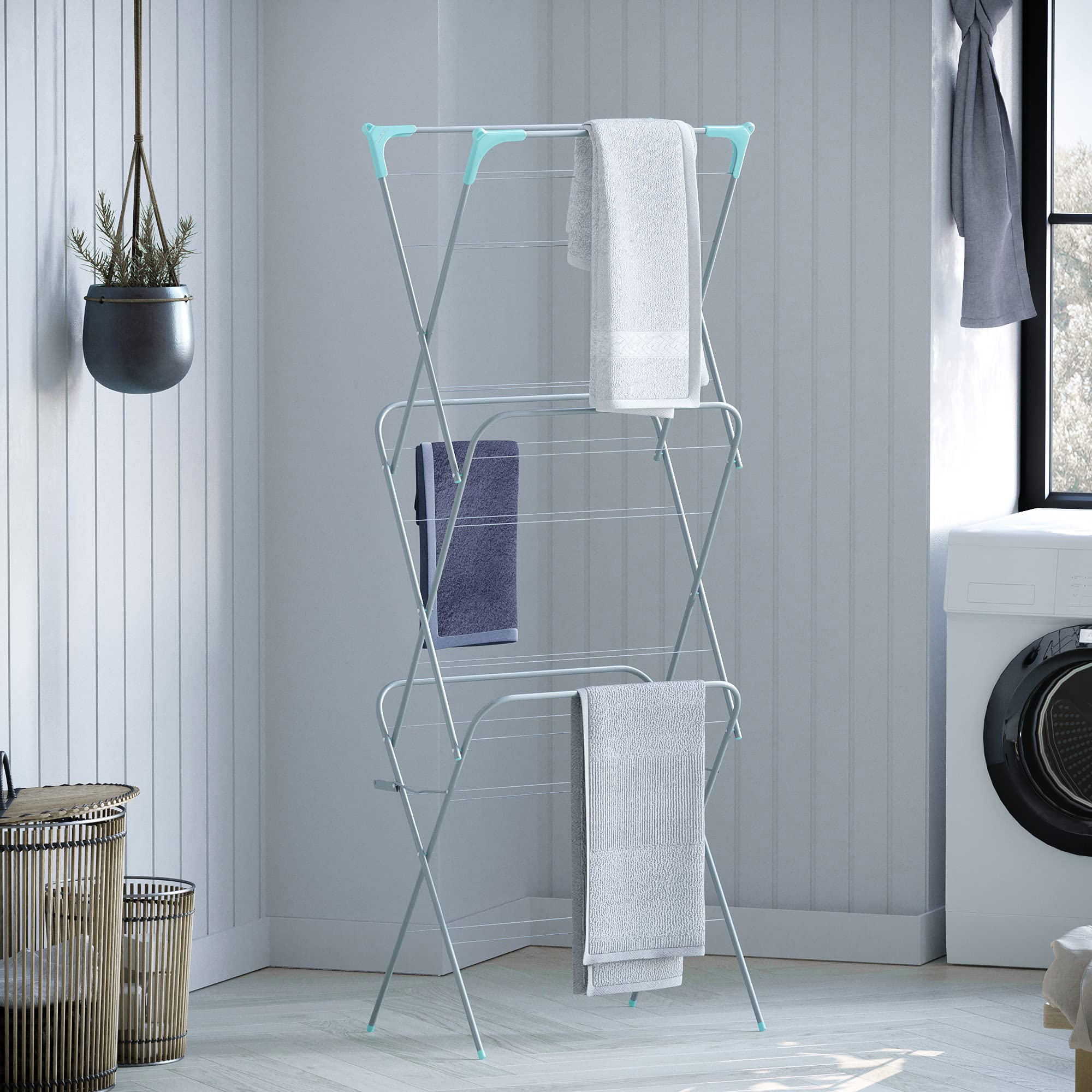 Home Vida Clothes Drying Rack - Foldable 3 Tier Clothes Airer with 14m Drying Space, Foldable Design, Indoor/Outdoor Use, Silver