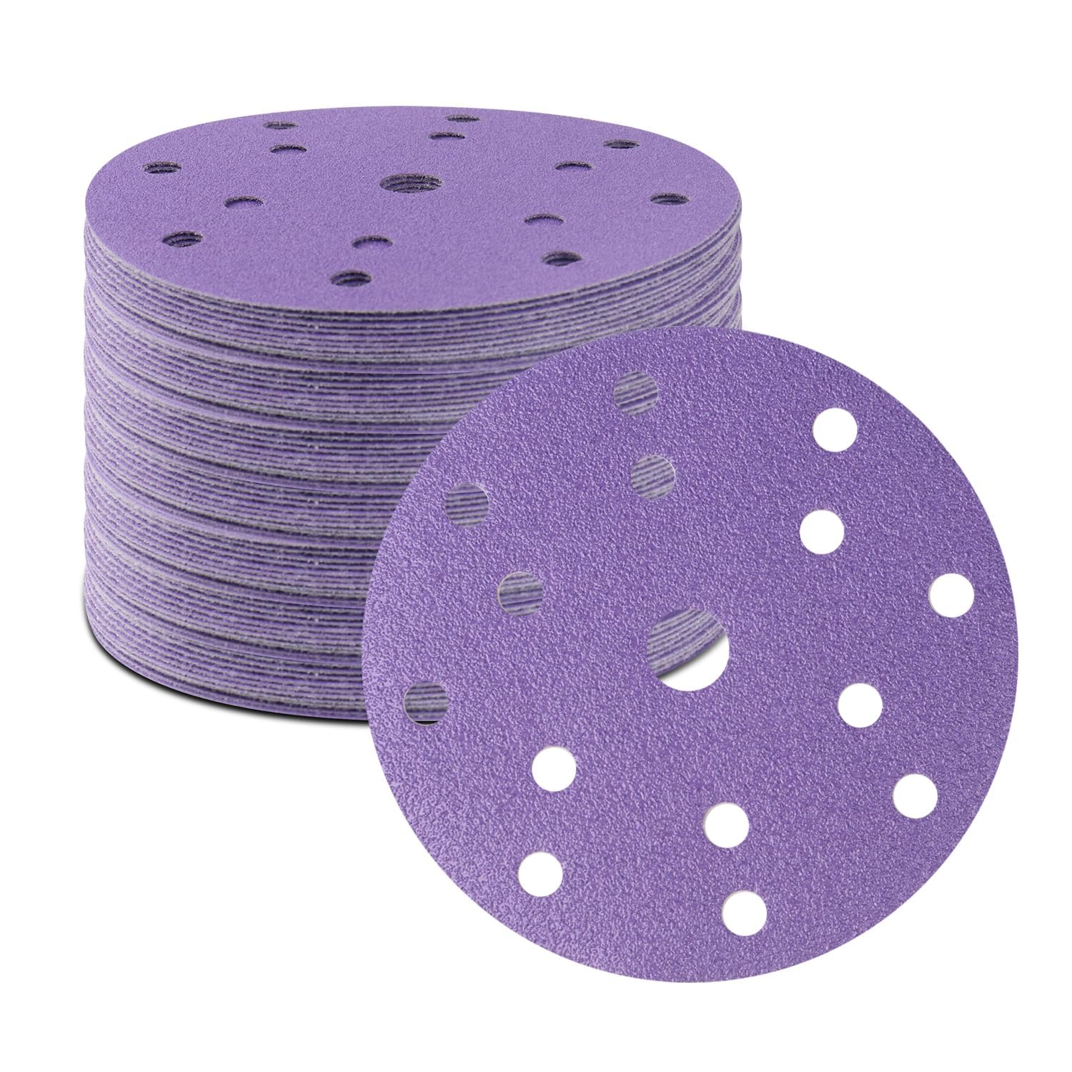100PCS 150mm Sanding Discs 40 Grit Ceramic 6 inch Sanding Discs Hook & Loop Sanding Pads Professional Orbital Sander Discs for Car Wood Metal Steel Sanding/Polishing