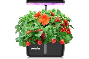 DakRide Mini Hydroponics Growing System, Indoor Herb Garden System with LED Grow Light, Plants Germination Kit with Automatic Timer, Quiet Water Pump, Height Adjustable for Family, 8 Pods