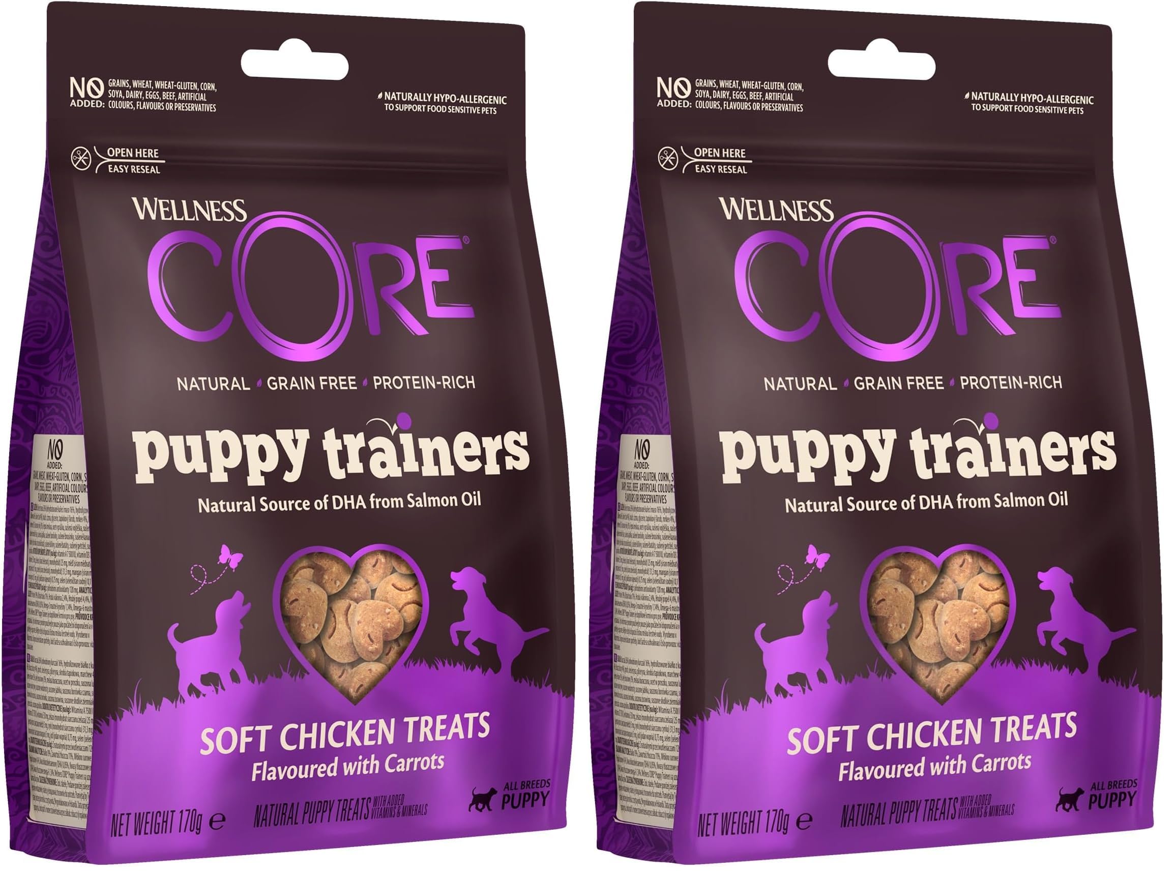 Wellness CORE Puppy Trainers, 170g, Chicken & Carrots, Soft Puppy Treats for All Breeds, All-Natural, Grain-Free, High Meat Content, Protein-Rich, Ideal Size for Training (Pack of 2) — image 1