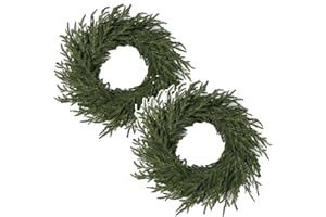 20 Inch Christmas Norfolk Pine Wreaths, Real Touch Norfolk Pine Wreath, Artificial Green Wreath Greenery Realistic Wreaths fo