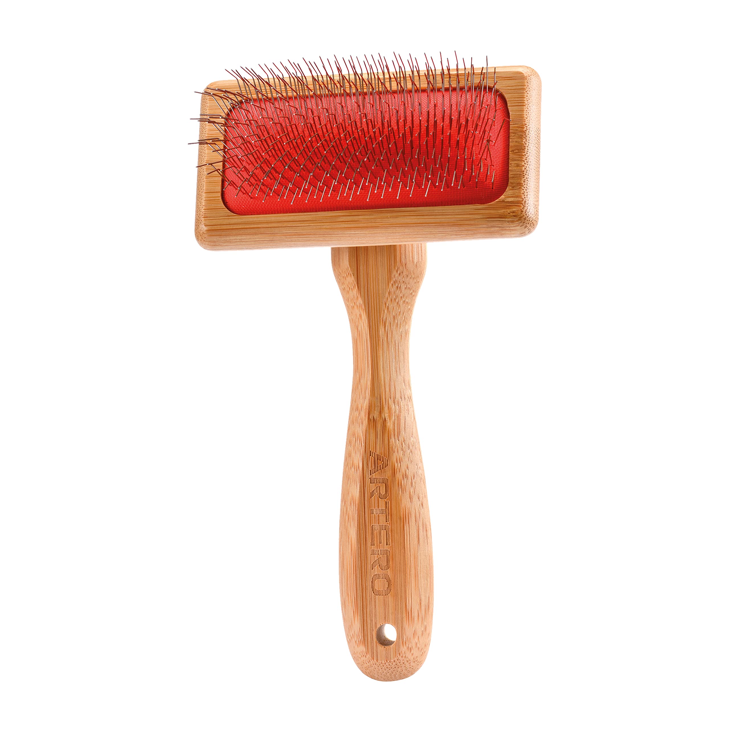 Artero Carda Pua Larga S Nature Collection Bamboo Pet Hair Brush for Medium & Small Dogs & Cats, Red
