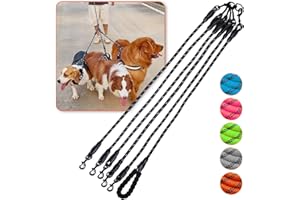 LUCK DAWN Five Dog Leash No Tangle Triple for 5 Dogs,360 Swivel No Tangle Walking Leash for 5 Dogs with Reflective for Large Medium Small Dogs (Black, 5 Way)