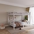 Olodumare Metal Full XL Over Full XL Bunk Bed for Kids & Adults with Extra Thick Support Columns & Higher Guardrail, Squeak-Free, Heavy Duty, No Box Spring Needed, Easy Assembly, White
