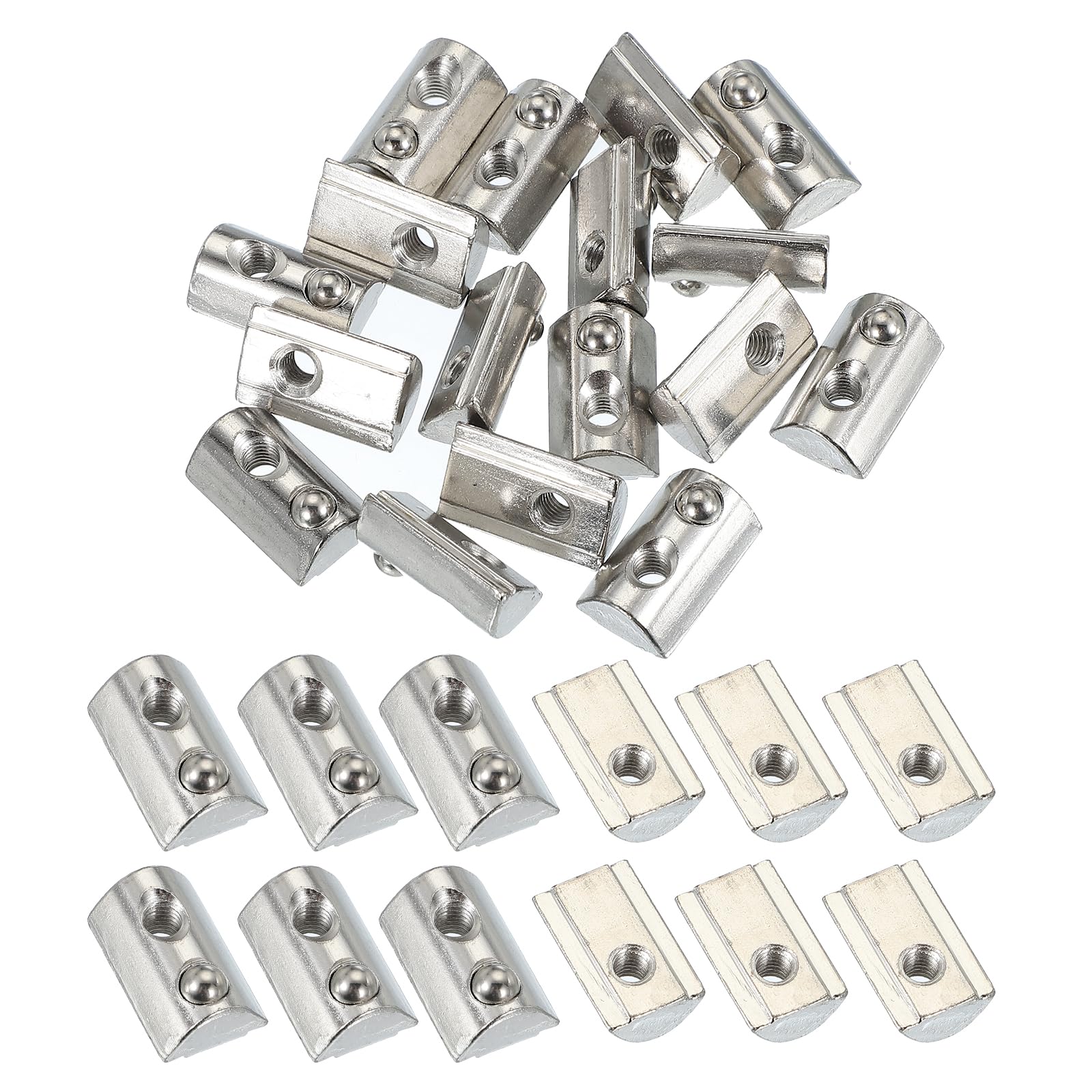 PATIKIL 4040 Series M5 t Slot Nuts, 20pcs Roll-in Spring Ball Loaded Elastic Nuts with 8mm Slot for Aluminum Extrusion Profile Rail 3D Printer, Silver