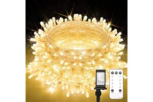 suddus Christmas Lights Outdoor, 66 ft 200 LED Warm White String Lights,White Fairy Lights with Remote for Wedding, Garden, Trees, Christmas, Backyard Decorations
