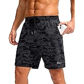 Pudolla Men's Running Gym Shorts with Zipper Pockets 5"/7"/ Lightweight Quick Dry Running Workout Athletic Short