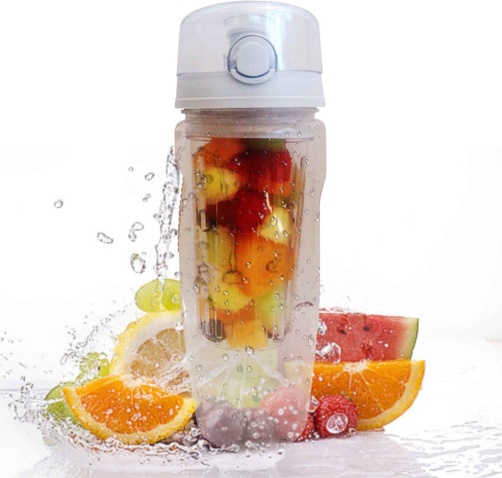 Fruit Infuser Water Bottle + Large 32 Oz + Best Sports Water Bottle, Travel Tumbler, Commuter Mug for Infused Water + Anti-aging Health Benefits From Fruits & Herbs to Increase Energy, Lose Weight, Improve Skin + Leak Proof + Lifetime + Reusable Nylon Drawstring Bag Packaging