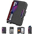 tizmuo Wallet for Men, Slim Wallet for Men with Money Clip, Pop Up Card Case, RFID Blocking Bifold Wallets, Minimalist Leather Slots Credit Card Holder (Carbon Fiber Black)