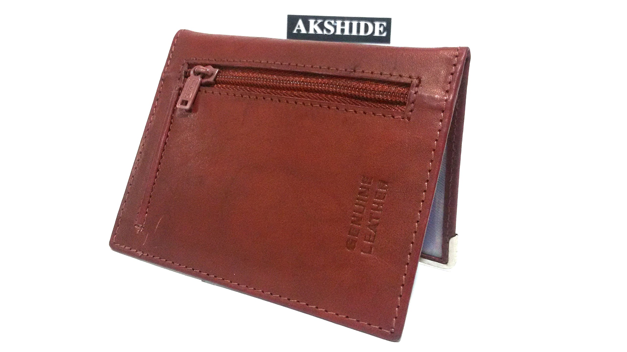 AKSHIDE® Soft Nappa Leather Bus Holder,Oyster Card Holder,Train Pass,Driving Licence Holder (Brown)
