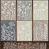 6-Piece Wildflower Stencil for Painting - Large Reusable Floral Design for DIY Furniture Decor | Modular Stencil Kit for Wood, Walls &amp; Home Art