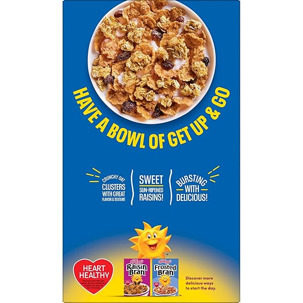 KELLOGG’S RAISIN BRAN CRUNCH BREAKFAST CEREAL, FIBER CEREAL, FAMILY BREAKFAST, GIANT SIZE, 24.5OZ BOX (1 BOX)