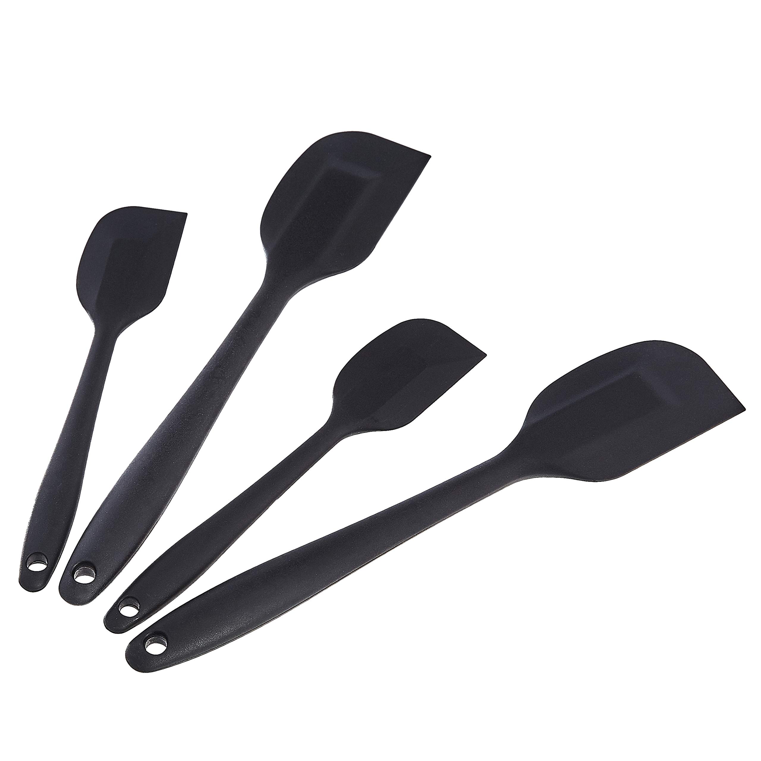 Amazon Basics Nonstick Heat Resistant Rectangular Silicone Spatula Set, Dishwasher Safe, Flexible, BPA Free, 2 Small & 2 Large Spatulas, Pack of 4, Black