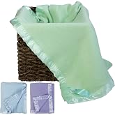 Bamboo Rayon Soft Light Green Toddler Security Blanket - Lime Green Baby Blanket with Satin Edging - Perfect for Naps, Car Carrier, Stroller Rides and Travel - 34 x 47 inches - Newborn Baby Blankie