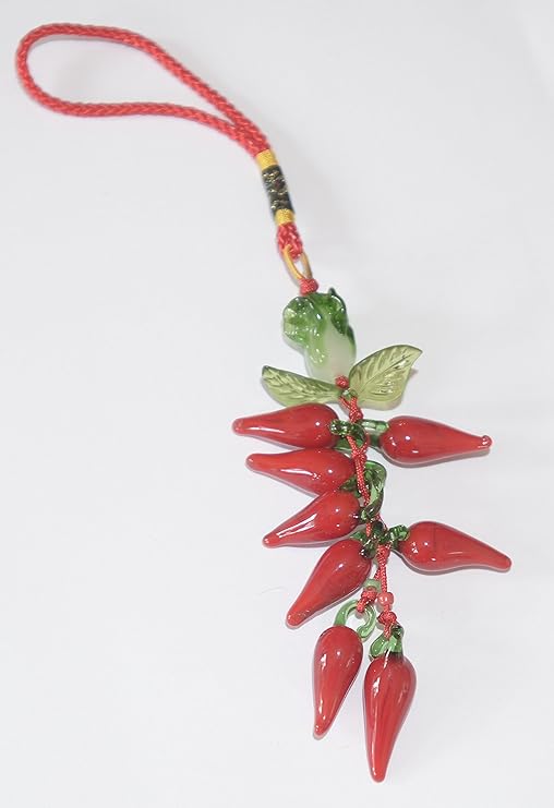 Chinese Feng Shui Lucky Cherry Pepper Hanging Charm For Good Luck And