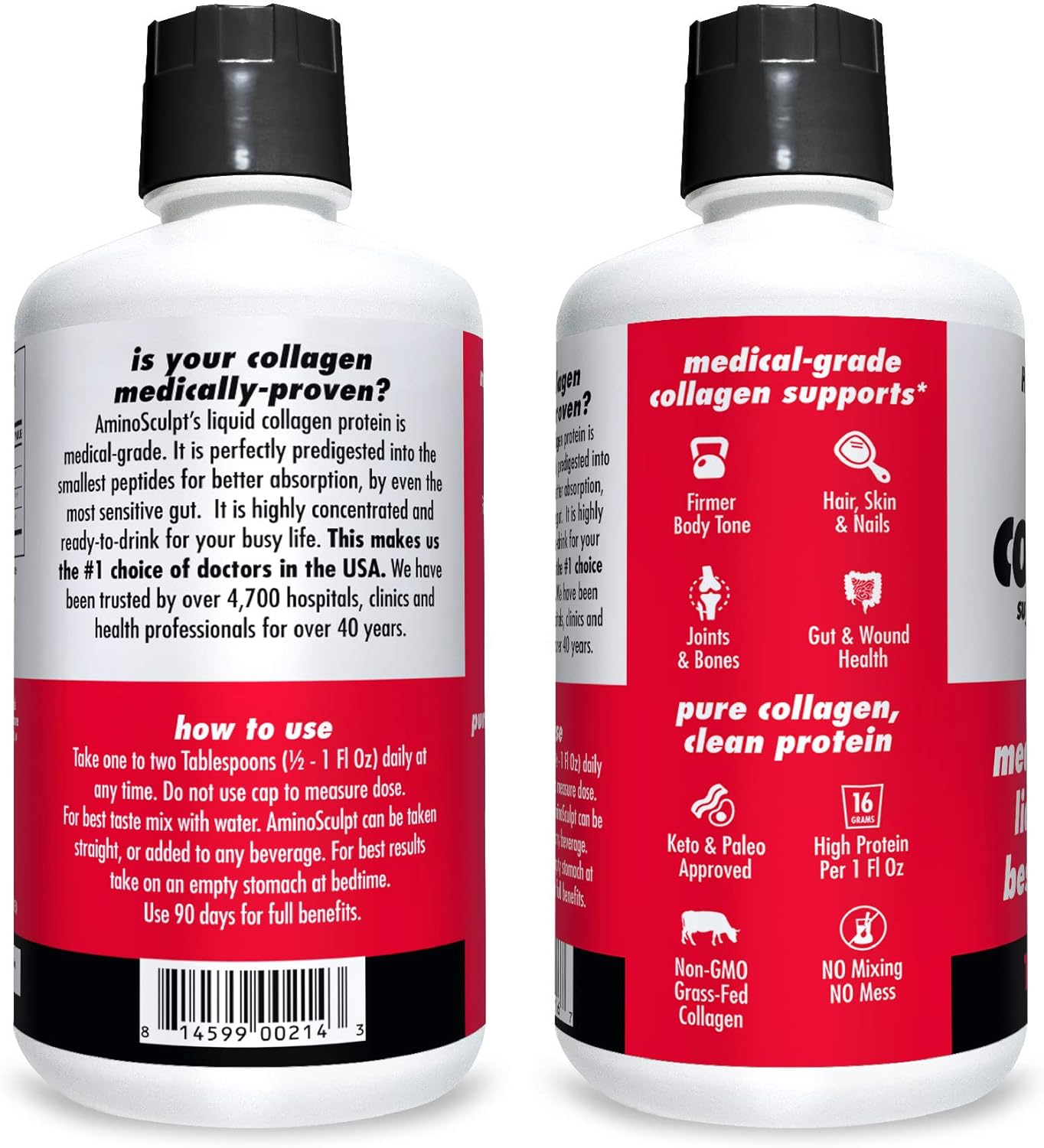 Health Direct Medical-Grade Liquid Collagen Supplement, AminoSculpt Sugar-Free, Tart Cherry, Burn Fat, Recovery, Good for Joints, Bones, and Sleep, Better Hair, Skin and Nails: Health & Personal Care