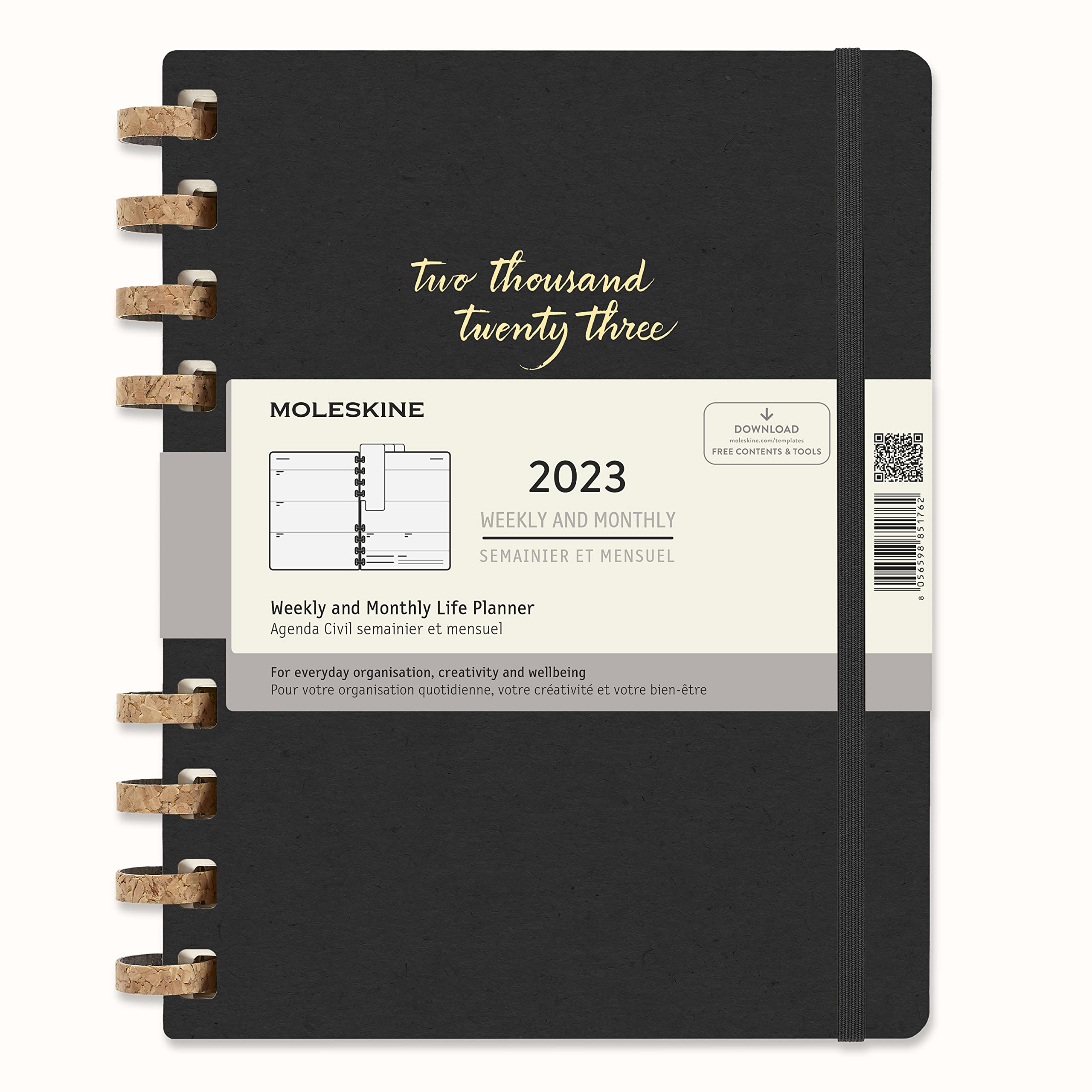 Moleskine Monthly Planner 2023 12-Month Monthly Diary, Monthly Notebook with Hard Cover, Size Extra Large 19 x 25 cm, Remake Midnight