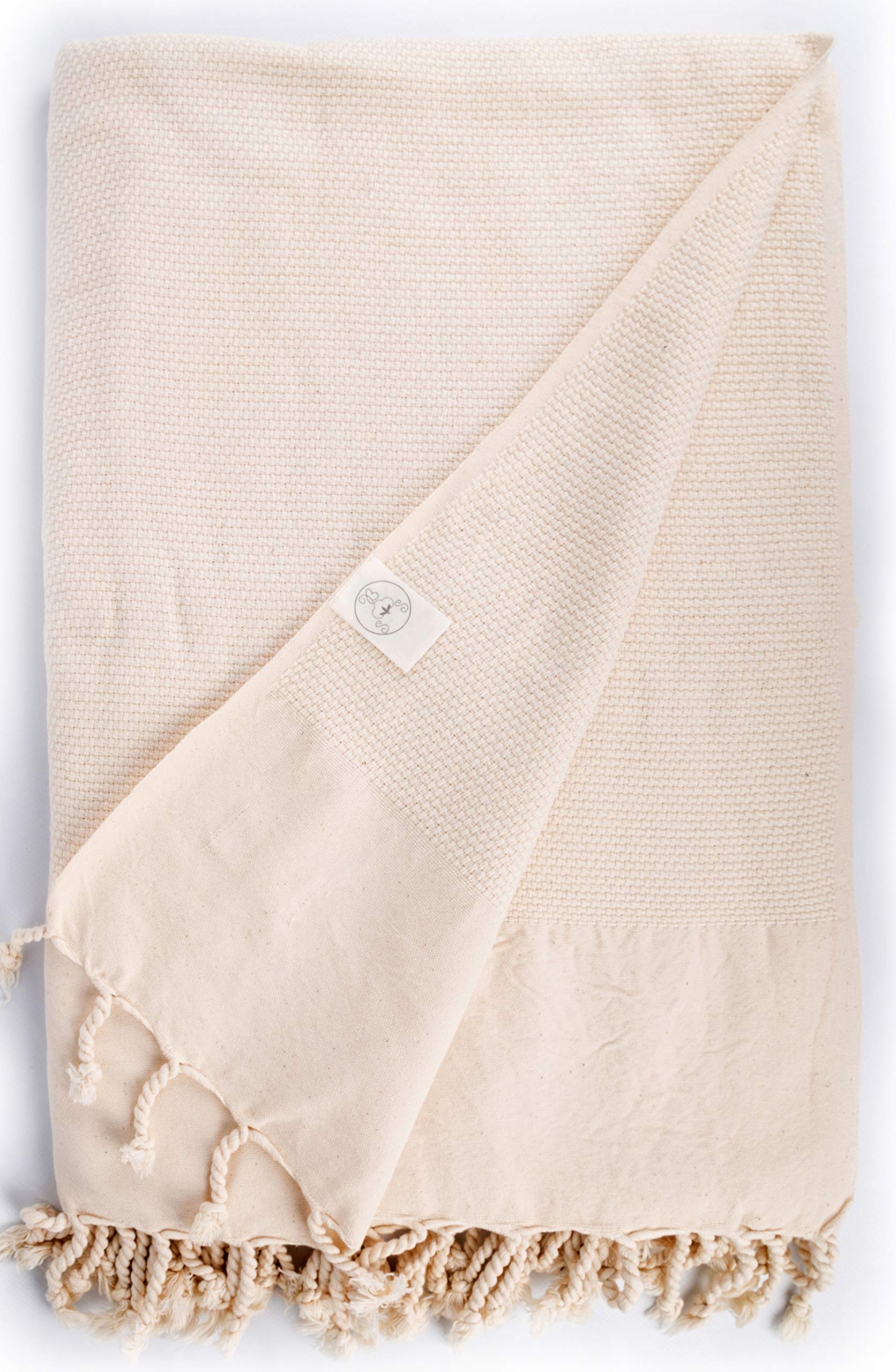 Bersuse 100% Cotton - Ventura XXL Throw Blanket Turkish Towel - Ivory
