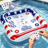 2-4 Players Floating Table for Pool with Waterproof Playing Cards for Adult | USA Flag Pool Games Inflatable Pool Toys Perfect for Party, Summer Fun, Outdoor Water Toys, USA 250th Anniversary