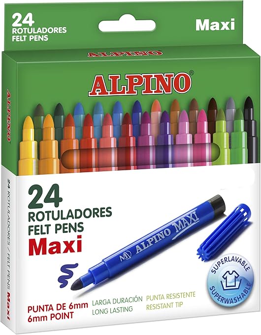 Alpino Maxi - Rotuladores, 24 unidades: Amazon.es: Oficina y papelería