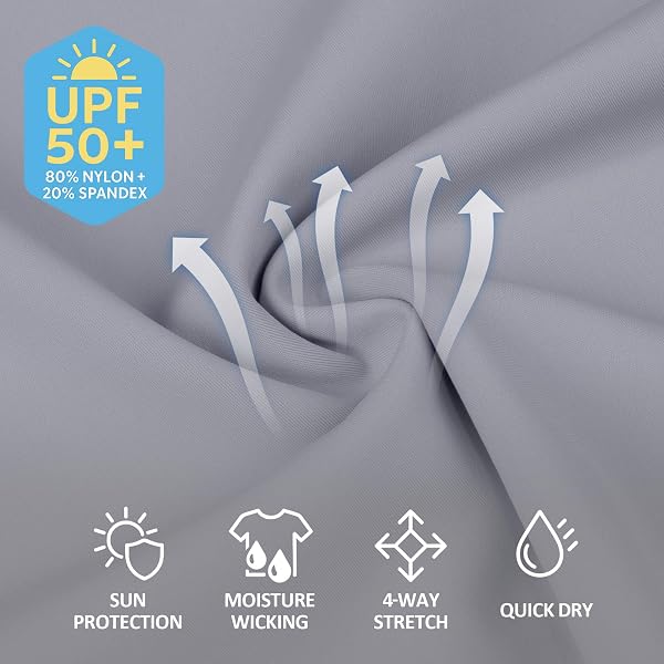 BOMBROOSTER 2 PACK UPF 50+ MENS SWIM SHIRT LONG SLEEVE RASH GUARD – MOISTURE WICKING, COOLING NYLON FOR SUN PROTECTION & OUTDOOR ACTIVITIES WHITE/LIGHT GRAY