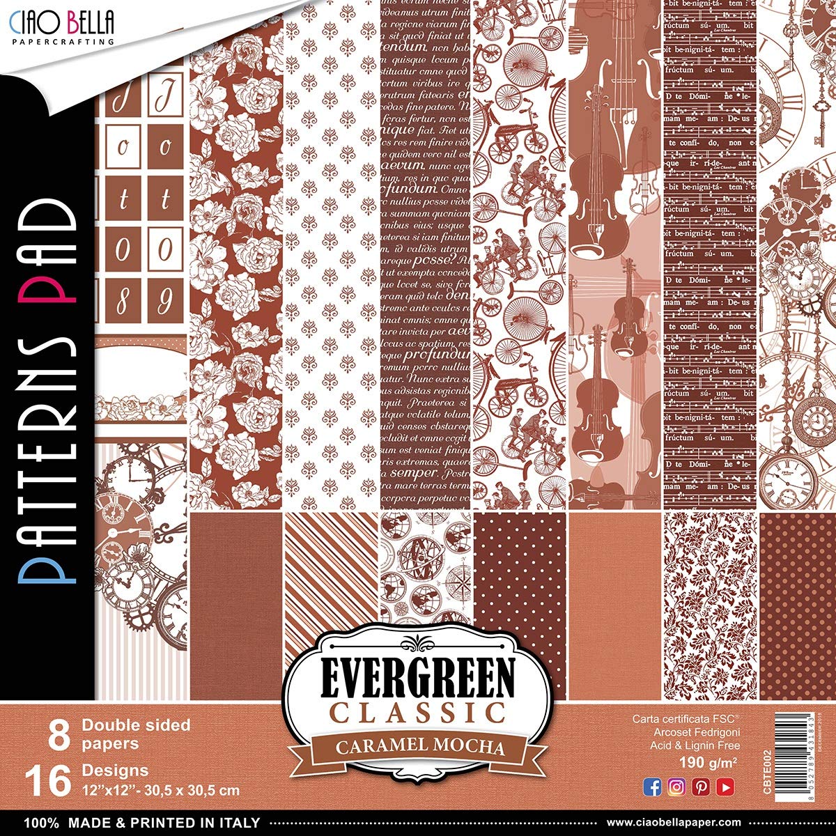 CIAO BELLA PAPER Evergreen Collection, Caramel Mocha, One Size