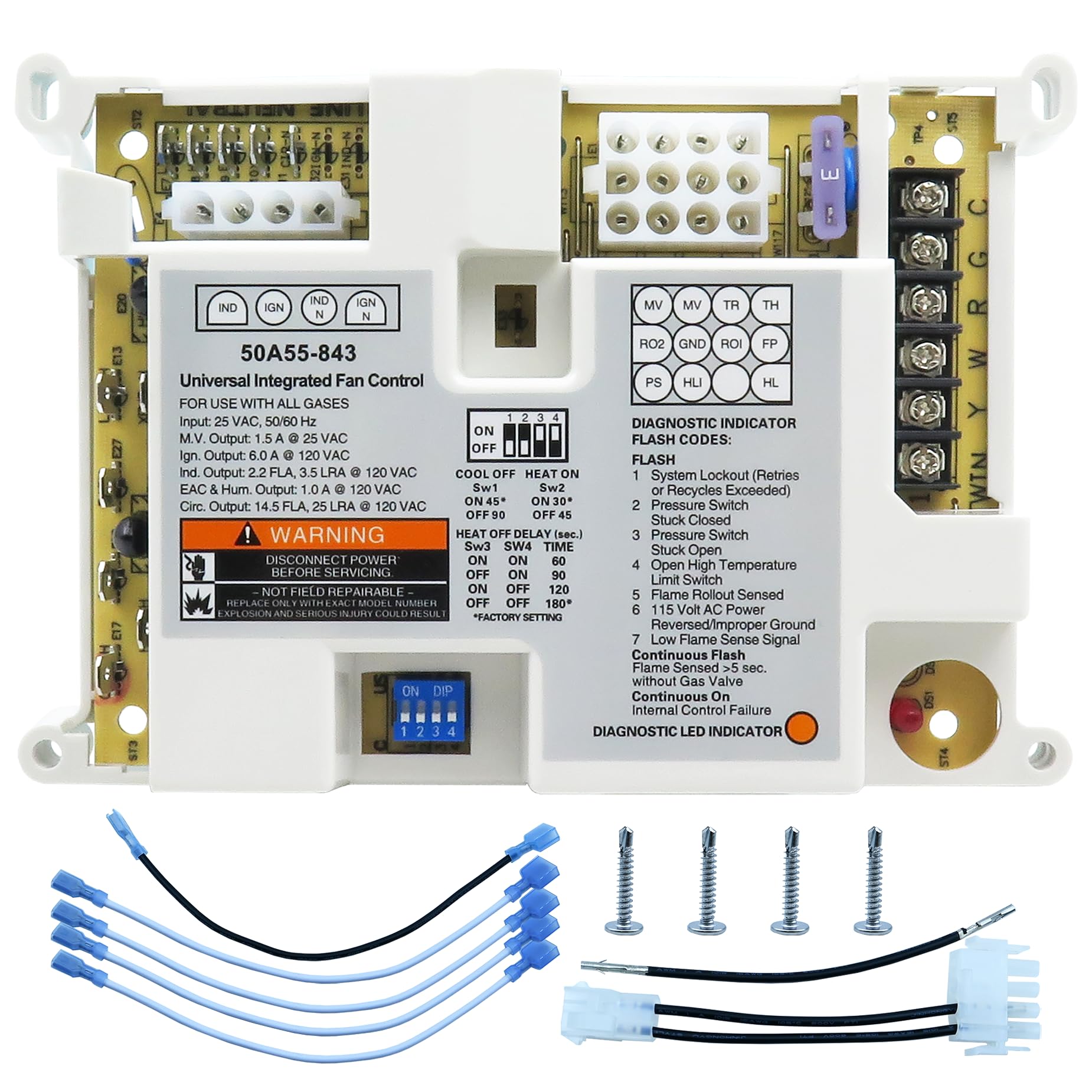 Photo 1 of ***PARTS ONLY***50A55-843 Furnace Control Board Furnace?Suitable for White Rodgers 50A55-843