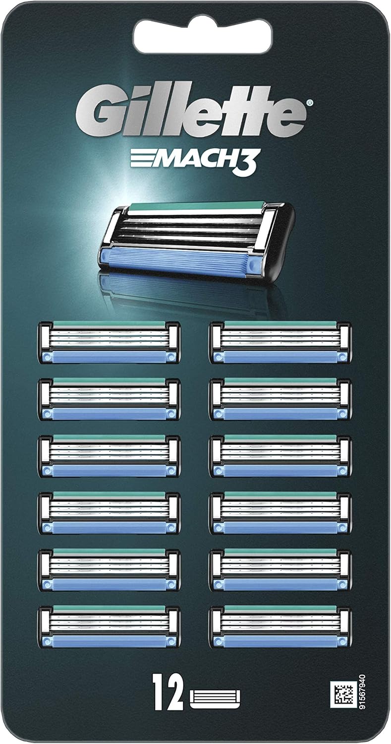 UEFA Champions League Special Edition Gillette Mach3 Men’s Razor Blade Refills, 12 Count