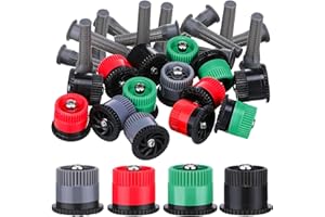 Patelai 32 Pcs Variable Arc Nozzle Replacement Pop up Sprinkler Head Compatible with Hunter, Orbit Pop-up Sprinkler Adjustable 360° Spray Nozzle for Septic Garden Lawn Irrigation (4/10/15/17 Van)