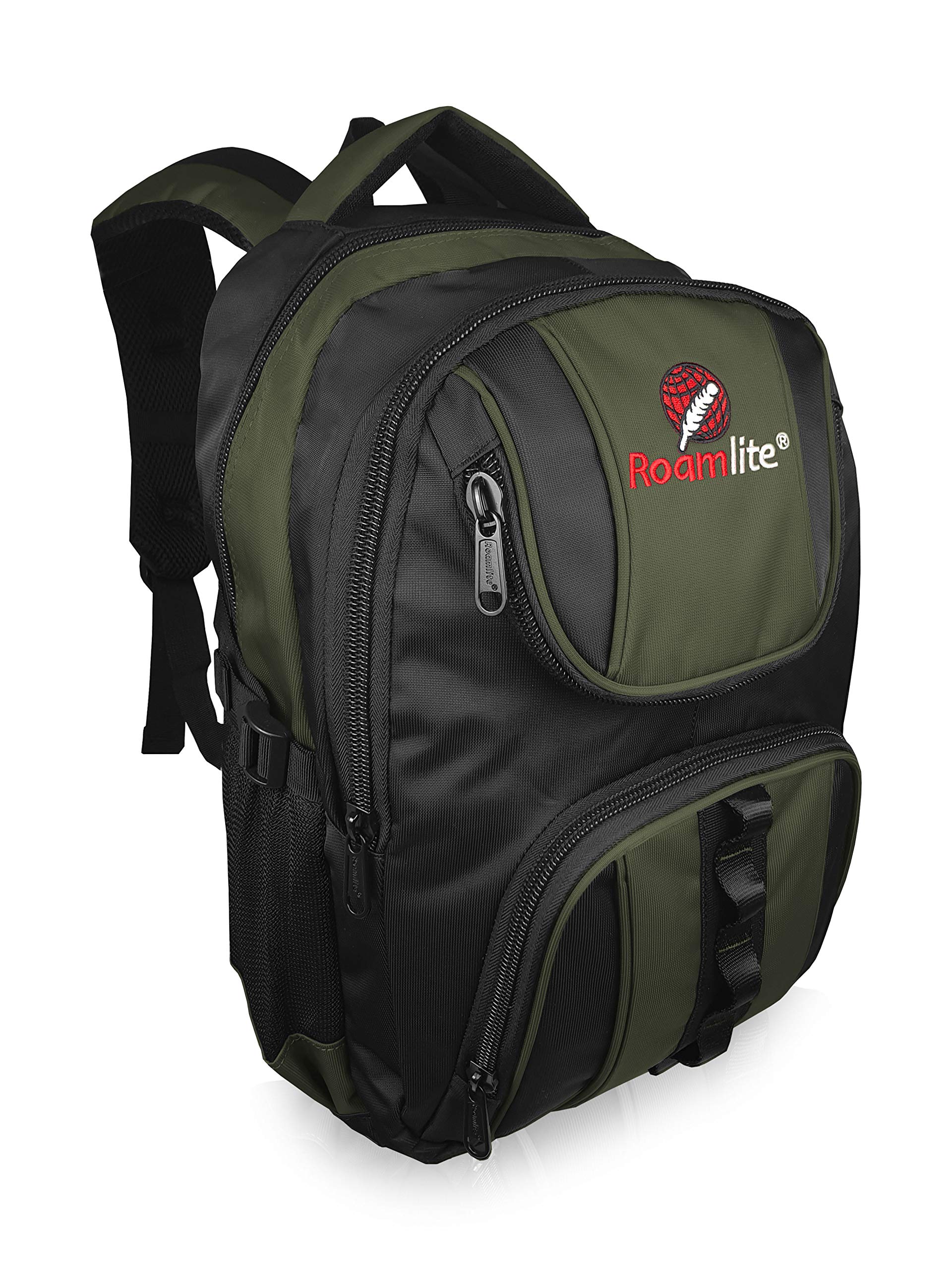 Roamlite Backpack Rucksack - Waterproof Multi Section 6 Pocket Bag - Hand Luggage Approved Size, Nylon 44 cm 25 Litre - RL18KG