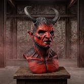 KLIDNFU Latex Demon Mask With Horns Realistic | Scary Halloween Costume Accessory For Cosplay Party, Haunted House Attraction,Devil Face Props，halloween mask,