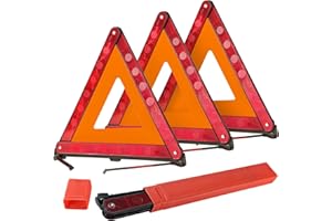 DASBET Emergency Warning Triangles | Roadside Safety Triangle, 3 Pack Foldable Warning Reflective Triangle with Case for Vehi