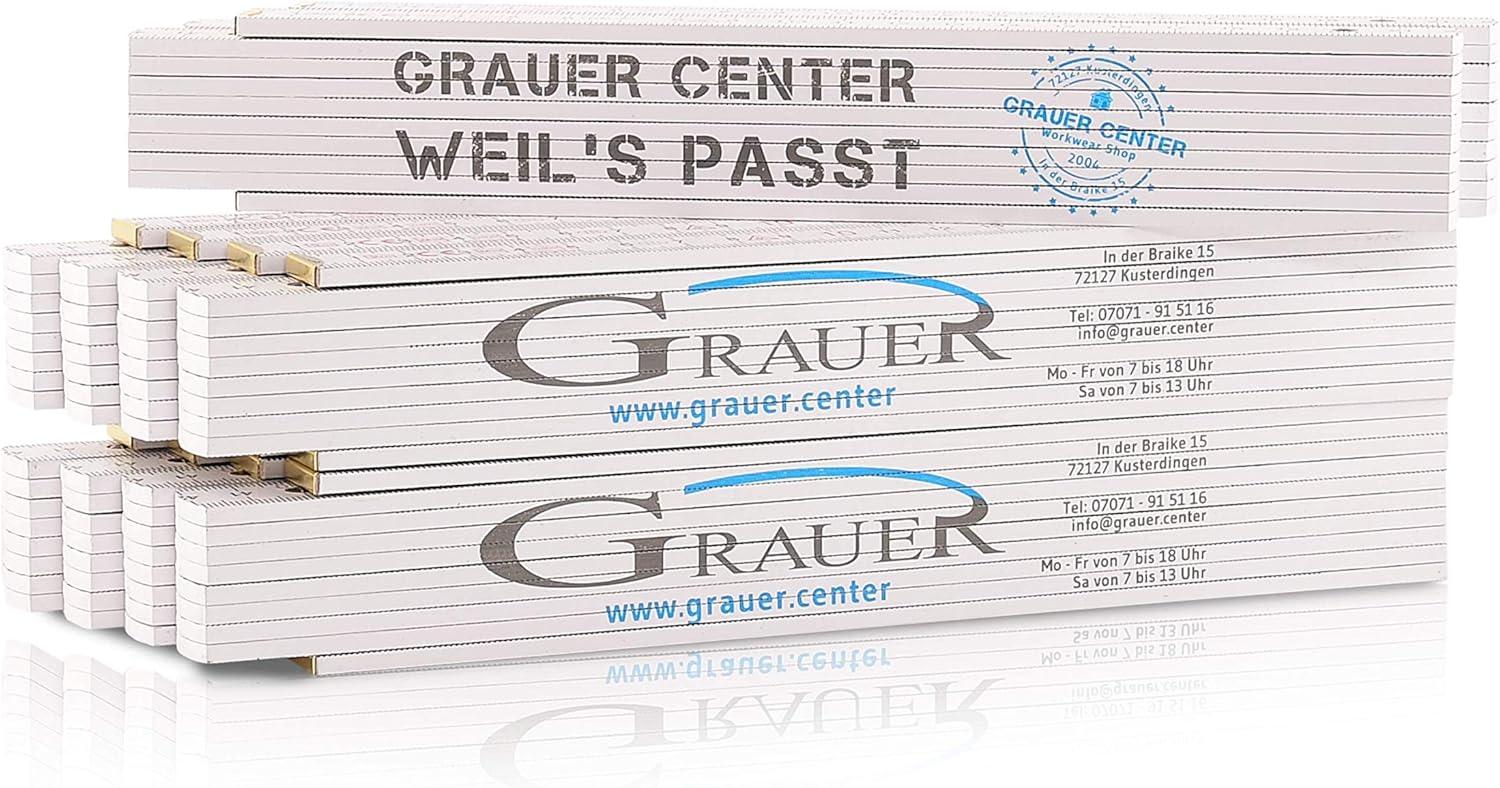 grauererSet of 10 folding rulers made of beech wood, made in Sweden