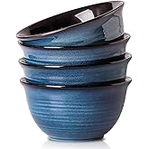 Hasense Ceramic Soup Bowls Set of 4, 40 Ounce Large Cereal Bowls for Kitchen, 7 Inch Serving Bowls for Salad Pasta Ramen Pho Popcorn, Dishwasher Microwave Safe, Navy Blue