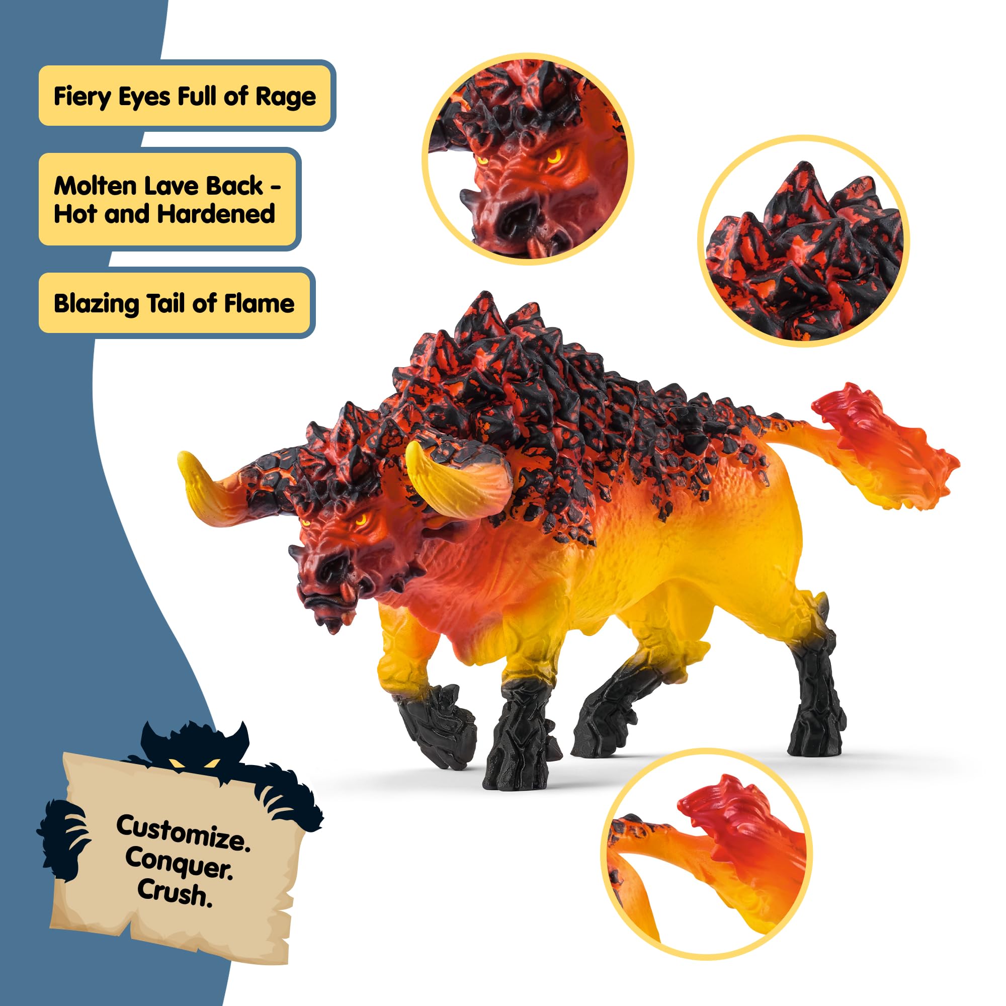 Schleich Eldrador Creatures - 71 PC BattleCave Arena Lava Vs. Shadow Playset - Interactive Lava Bull and Shadow Hound Set - Animal Monster Figurines for Boys and Girls - Toys for Kids Ages 7+ | 42673