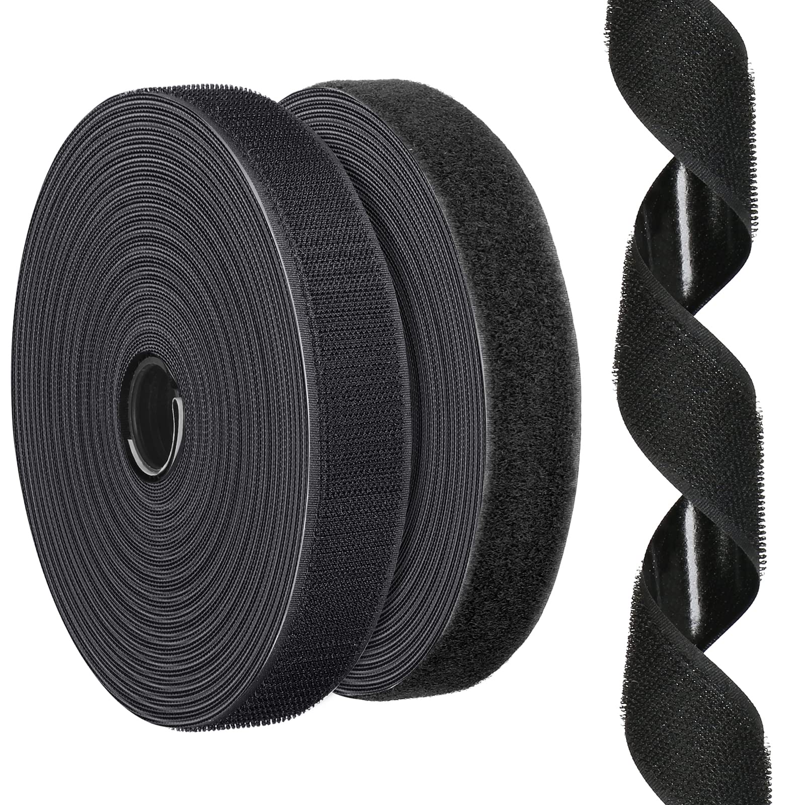 Photo 1 of 1 Inch x 11.5 Ft Strips with Adhesive, Nylon Self Adhesive Heavy Duty Strips, Double Sided Sticky Back Fastener Roll Tape for Home Office School Car and Crafting Organization Black