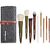 Makeup Brushes, EIGSHOW 5 Colors Essential Kabuki Makeup Brush Set with Ultra Soft Synthetic Fibers for Powder Blush Concealers Contouring Highlighting