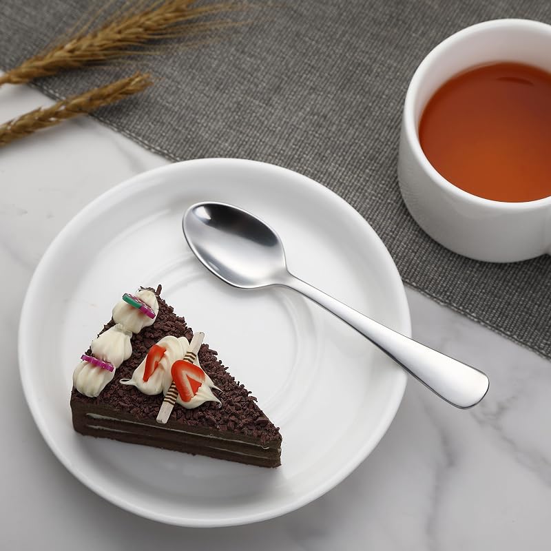 Cucharilla de café de acero inoxidable con borde redondo, 13,3 cm, paquete de 12