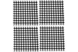 ABOOFAN 4pcs Black and White Plaid Cloth Napkins 45cm Cotton Gingham Check Washable Dinner Napkins