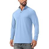 Askdeer Men's Long Sleeve Sun Shirts UPF 50+ T-Shirts 1/4 Zip Up Fishing Shirts Running Hiking Rash Guard Outdoor Tees