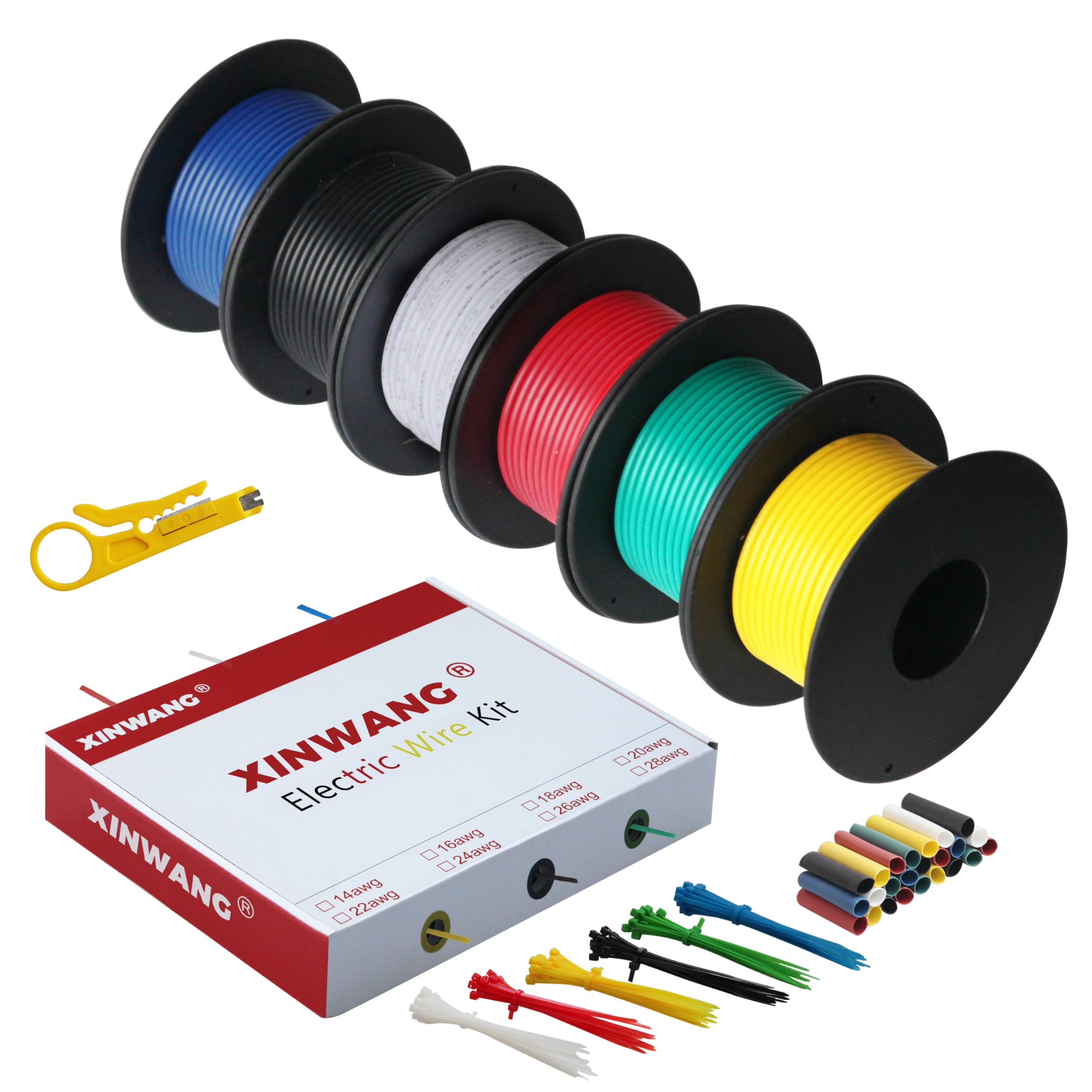 Electrical Wire,Silicone Electric Wire -XINWANG 18awg 0.75 mm² 6 Colours (Each Colour 49ft) Stranded Wire Made of Tinned Copper Wire Hook up Wire Kit — image 1