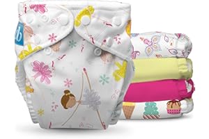 Charlie Banana Cloth Diapers, Reusable, Washable, Adjustable One Size Diaper, for Babies and Toddlers, with Absorbent Inserts - Prima Bella, 5 Pack